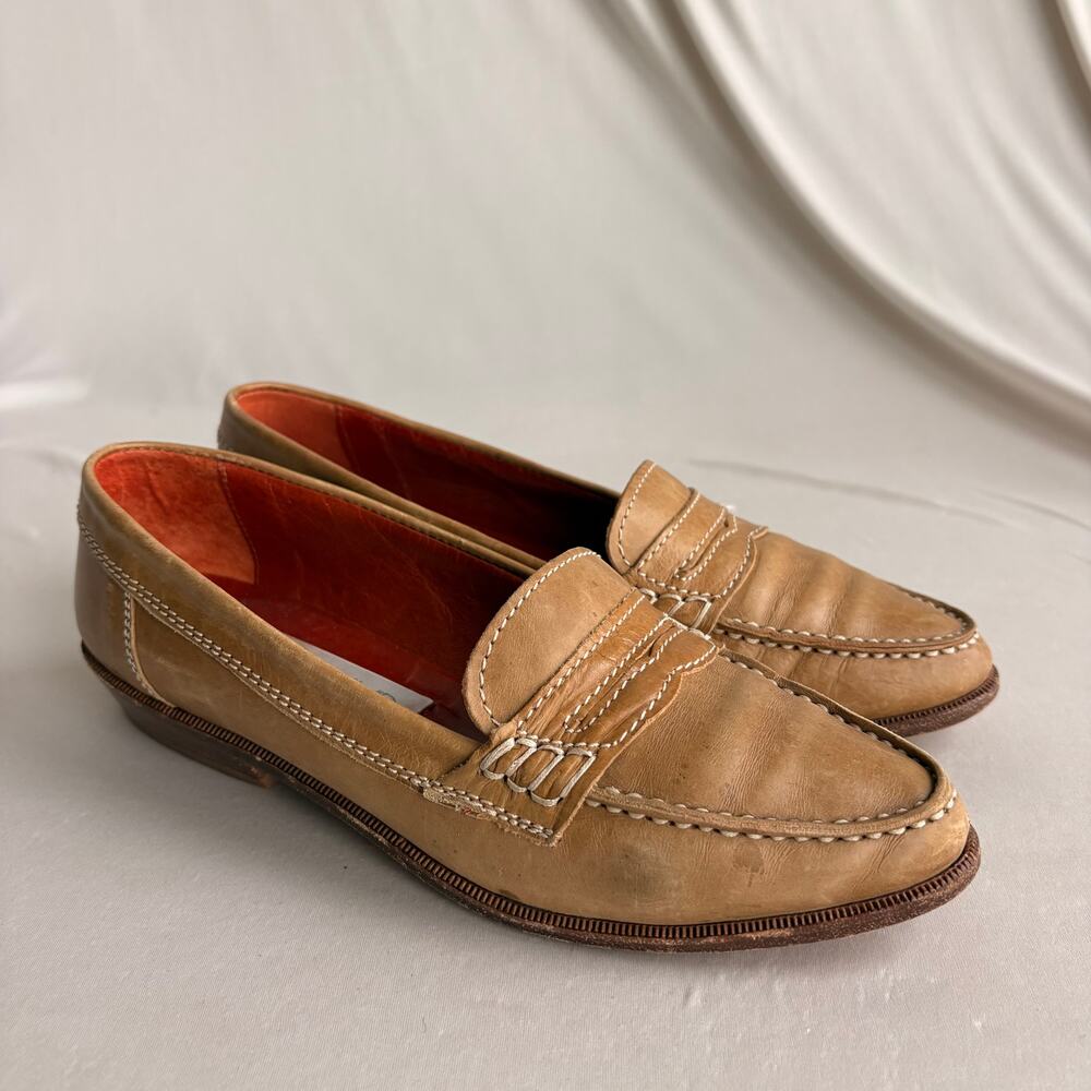 Vintage Joan & David Tan Leather Penny Loafers - 7.5